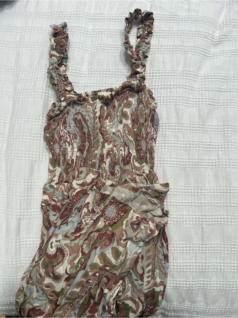 Wilfred Wide-Leg Jumpsuit in Multi Paisley (cream, green, light blue, brown)